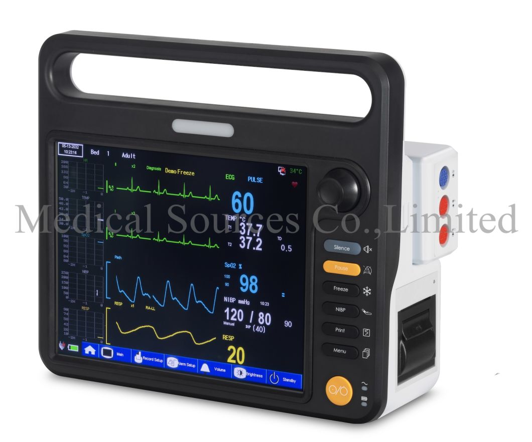 (MS-8600) ICU Touch Screen Portable Multi-Parameter ECG Patient Monitor ...