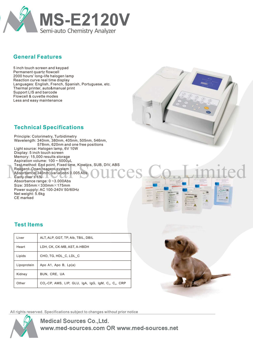 (MS2120V) Vet Veterinary Used SemiAuto Chemistry Analyzer Buy